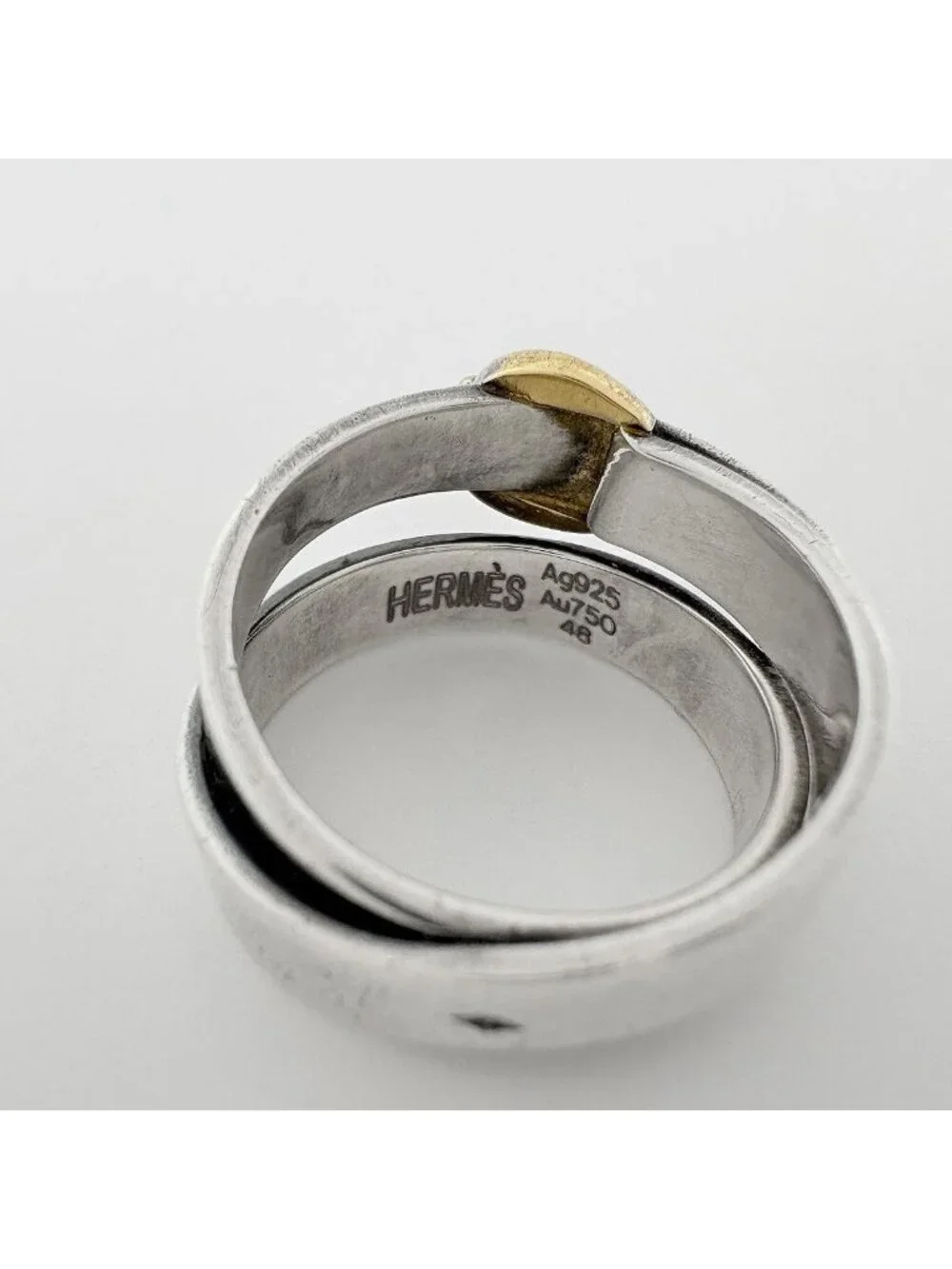 Hermes Ceinture Ring Belt Motif 18k Silver Gold